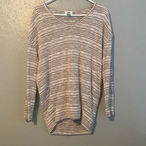 Beige and White Striped Sweater